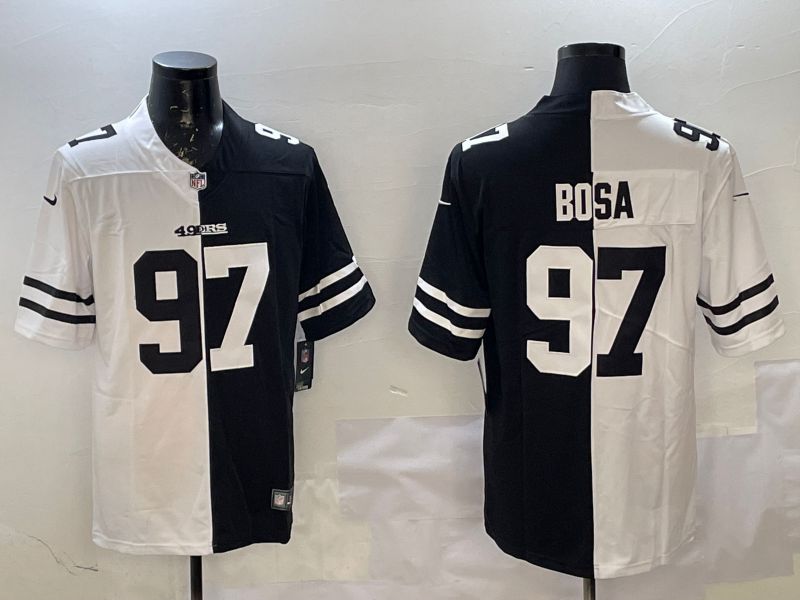 Men San Francisco 49ers #97 Bosa White Black Fashion 2025 Nike Limited NFL Jersey style 1